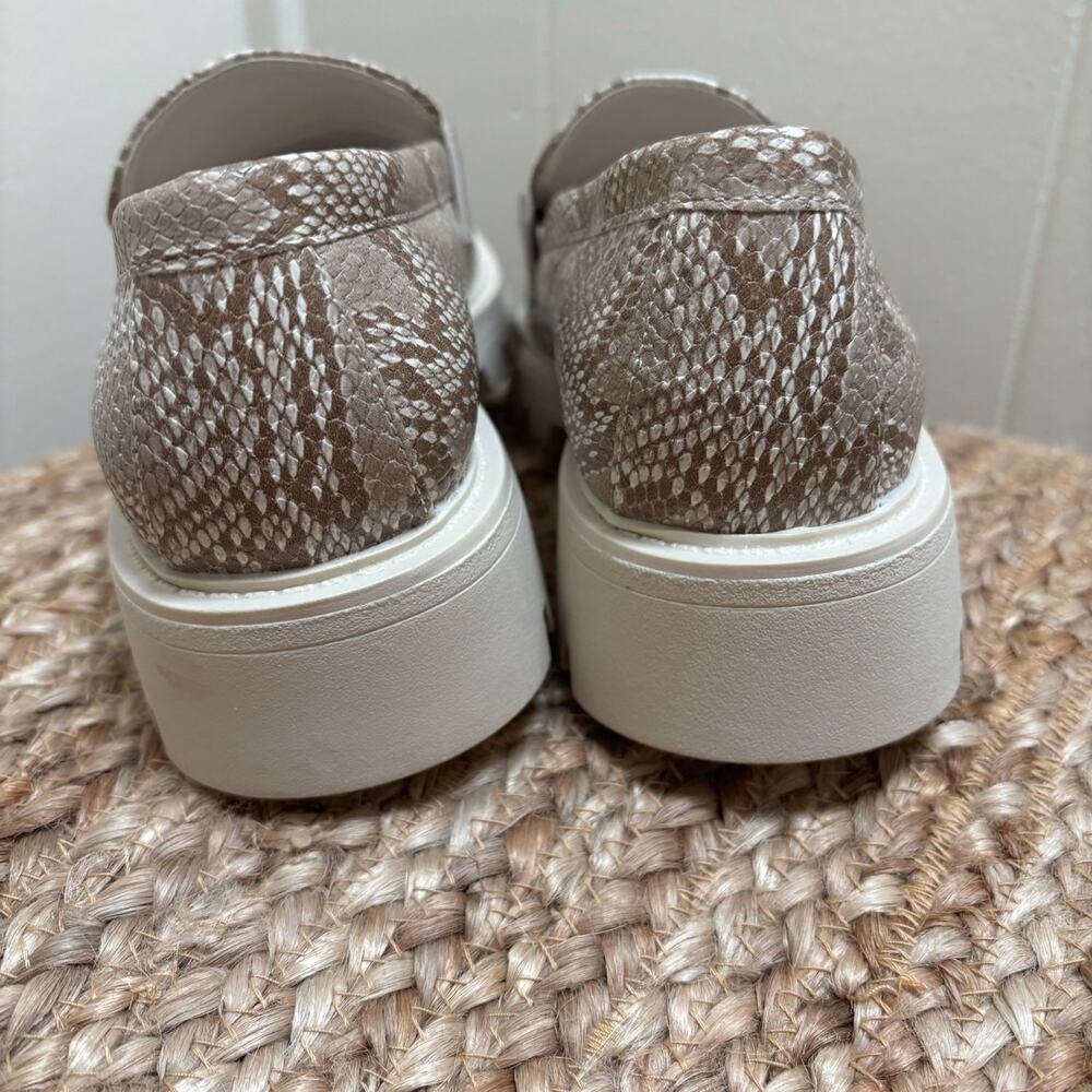 ALDO Danrose Snake Print Platform Loafers Gold Chain Link Chunky Heel size 6.5 - Picture 5 of 5
